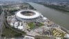 A drónnal készült felvételen a Nemzeti Atlétikai Központ 2023. augusztus 17-én, két nappal a budapesti atlétikai világbajnokság kezdete előtt