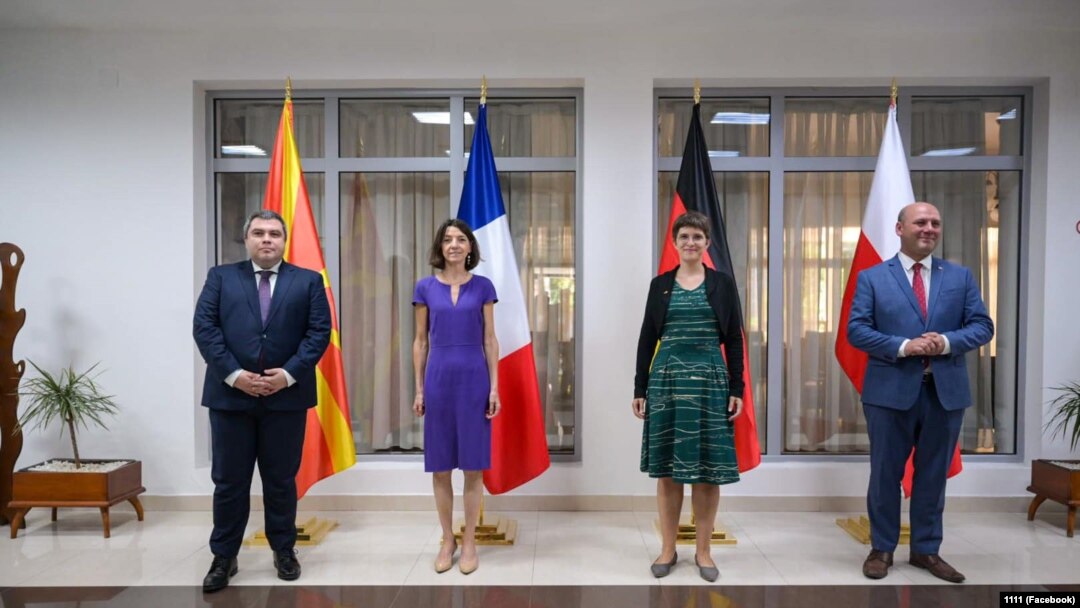 Посета на „Вајмарската тројка“ министри од Франција, Германија и Полска, на покана на вицепремиерот за европски прашања, Бојан Маричиќ, 17 јули 2023 (Фотографија од Фејсбук страницата на вицепремиерот Маричиќ). 