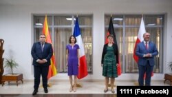 Potpredsednik Vlade Severne Makedonije Bojan Maričik, Lorens Bun, Ana Lirman i Šimon Šinkovski vel Šenk, francuski, nemački i poljski ministi zaduženi za EU u Skoplju, 17. jul. 2023. 