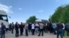 Armenia - Residents of border villages in Tavush province block a highway outside Kirants village, April 20, 2024.