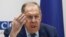 Сергей Лавров по време на пресконференцията си в Скопие в петък.
