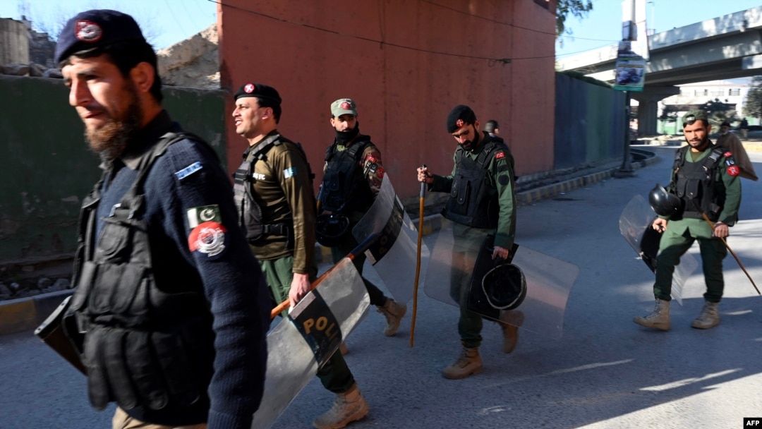 Police on patrol in Peshawar, the capital of Khyber Pakhtunkhwa Province