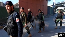 Police on patrol in Peshawar, the capital of Khyber Pakhtunkhwa Province