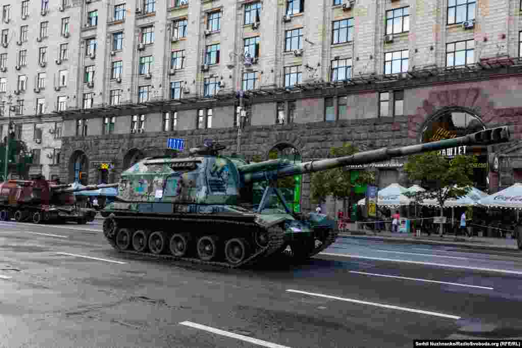 UKRAINE -- Destroyed military equipment of the Russian army on Khreshchatyk. Kyiv, August 21, 2023
