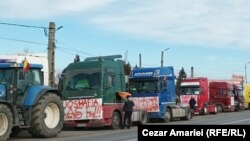 Protest al agricultorilor și al transportatorilor în localitatea Afumați din județul Ilfov, pentru a șaptea zi la rând, 16 ianuarie 2024.