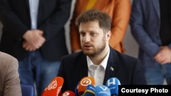 Irfan Čengić, načelnik opštine Stari Grad u Sarajevu na konferenciji za novinare, 1. april 2024. 