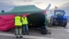 Polish farmers protest at the Medyka checkpoint late last month. 