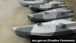 Ukraine -- Ukrainian Security service showed its sea drone named Sea baby, used for attacks on Kerch bridge, 16Aug2023