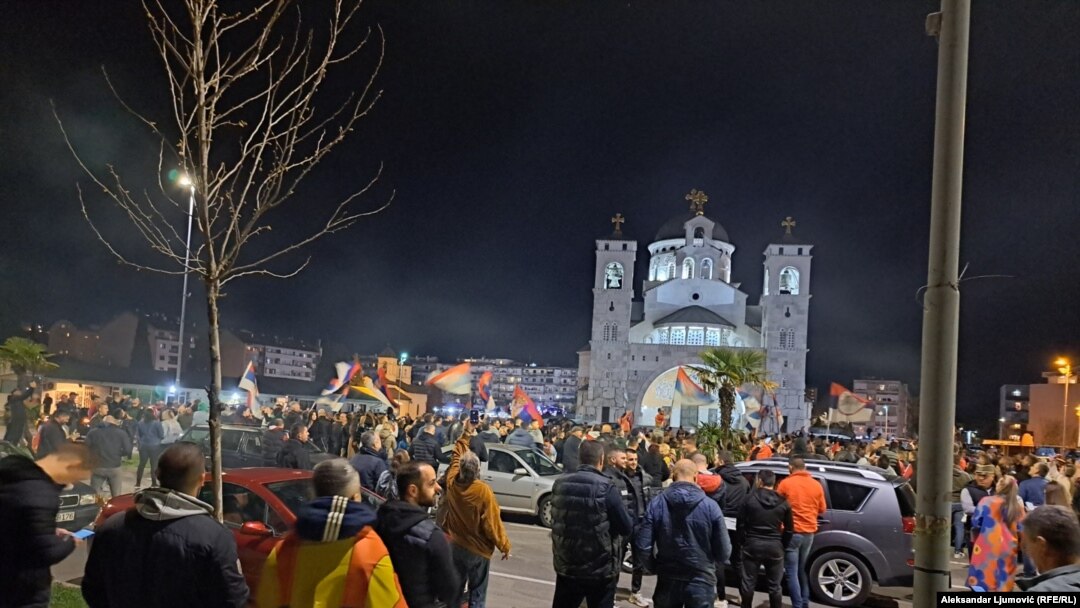Прослава во Подгорица по претседателските избори. 02.04.2023 година.