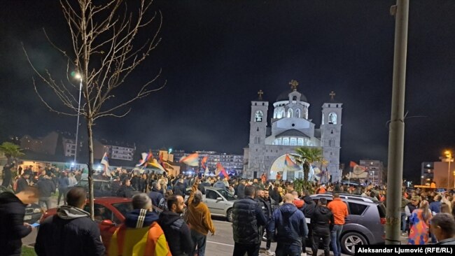 Прослава во Подгорица по претседателските избори. 02.04.2023 година.