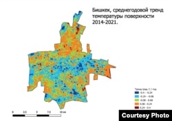 Бишкек шаарынын 2014-2021-жылдардагы аба температурасынын орточо тренди