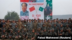 Soldiers from Pakistan and China after joint military exercises in Punjab Province. (file photo)