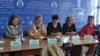 Участницы пресс-конференции по теме «Остановите феминицид в Казахстане!». Алматы, 22 ноября 2023 года