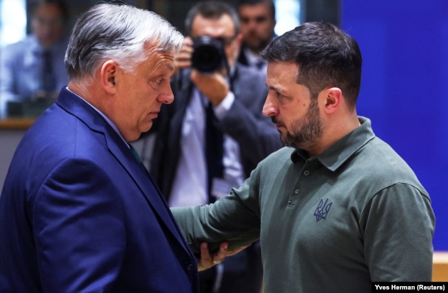 Viktor Orban dhe Volodymyr Zelensky. Qershor, 2024.