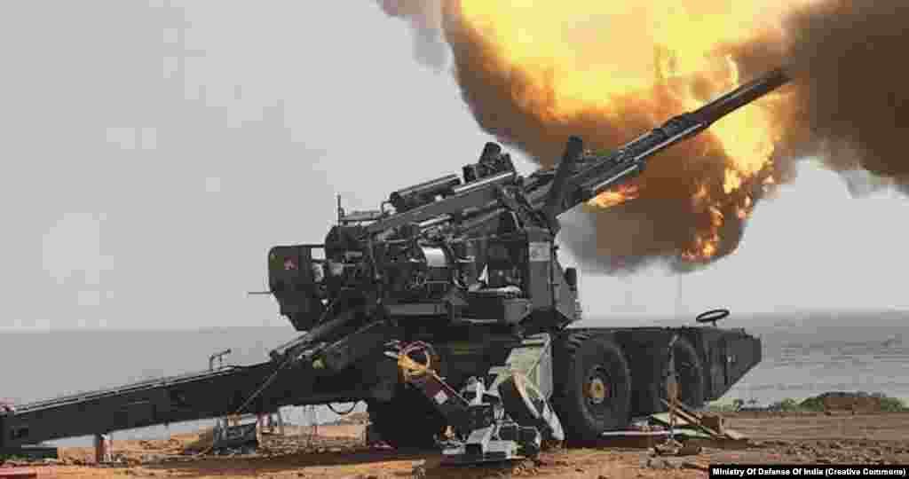 An ATAGS unit is tested in India. ATAGS are 155 mm howitzers designed to be towed by trucks, but can also drive short distances under their own power, reducing the &ldquo;packup&rdquo; time required for moving the weapon out of position. The guns suffered multiple setbacks during their development, which began in 2013, with one exploding during training in September 2020. Several Indian soldiers were injured when a ATAGS gun barrel reportedly burst due to poor-quality steel. &nbsp;