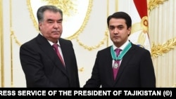 Tajik President Emomali Rakhmon and his son Rustam Emomali