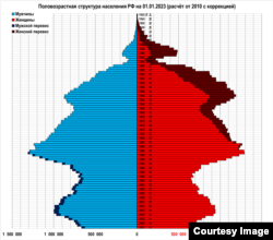 Половозрастная структура населения России с учетом аннексированном Крыма