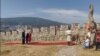 Македонскиот премиер Димитар Ковачевски во неговото обраќање на одбележувањето на 120 години Илинден на тврдината Кале во Скопје. 