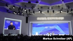 Президент Украины Владимир Зеленский на заседании Всемирного экономического форума в Давосе, Швейцария, 16 января 2024 