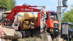 Mašine prije postavljanja kamena temeljca za početak izgradnje hidroelektrane Mrsovo, Rudo, 31. jula 2023.
