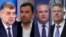 De la stânga la dreapta, Marcel Ciolacu - premier și președinte PSD, Cătălin Drulă - președintele USR, Nicolae Ciucă - președintele PNL și Klaus Iohannis - președintele României (Fotografii InquamPhotos, imagine prelucrată de Europa Liberă).