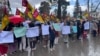 Supporters of the Hazara Democratic Party, Pashtunkhwa National Awami Party, National Democratic Movement, and the Awami National Party protest rigging in the election in Quetta, Pakistan, on February 28.