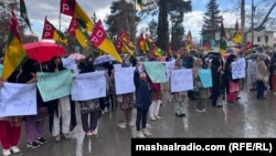 Supporters of the Hazara Democratic Party, Pashtunkhwa National Awami Party, National Democratic Movement, and Awami National Party protest against election-rigging on February 28 in Quetta, Pakistan.