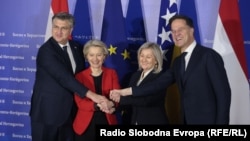 Andrej Plenković, Ursula von der Leyen, Borjana Krišto i Mark Rutte u Sarajevu, 23. 1. 2024.