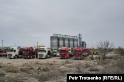 A "dry port" in Khorgos on the border of Kazakhstan and China