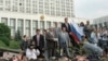 Russia -- Boris Yeltsin on a tank near the White House. August 1991