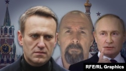 Политик Алексей Навальный, киллер Вадим Красиков и президент России Владимир Путин, коллаж