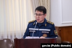 Төтенше жағдайлар вице-министрі Бауыржан Сыздықов үкімет отырысында. Астана, 2 сәуір 2024 жыл.
