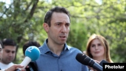 Armenia - Former Yerevan Mayor Hayk Marutian speaks to journalists, August 30, 2023.