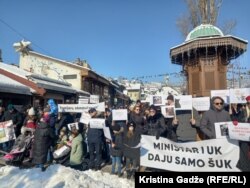 Protest mladih u Sarajevu nezadovoljnih subvencijama koje kantonalna vlada daje za stanove, 21. januar 2024.