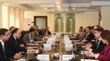 Pakistani officials meet with IMF negotiators in Islamabad in March 2024.