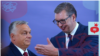 Orbán Viktor miniszterelnök (b) és Aleksandar Vučić szerb elnök