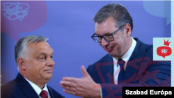 Orbán Viktor miniszterelnök (b) és Aleksandar Vučić szerb elnök