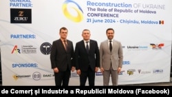 De la stânga la dreapta: Dan Nuțiu, președintele executiv al Asociației Investitorilor din România (AIR) în R. Moldova, Sergiu Harea, președintele Camerei de Comerț și Industrie Moldova și Președintele Camerei de Comerț și Industrie moldo-chineze, Boris Foca