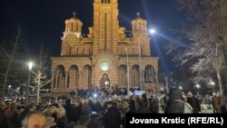 Završetak protesta ispred crkve Svetog Marka, 16. januar 2024.