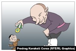 Karikaturista Predrag Koraksić Corax stalni je saradnik Radija Slobodna Evropa i jednom sedmično objavljujemo njegov komentar političkog života Srbije bez riječi.