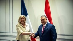 Premierul maghiar Viktor Orbán și Marine Le Pen, 29 ianuarie 2022, Madrid. 