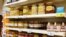 Romania - Honey Jars on supermarket shelves shelves 
