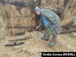 Un localnic, lucrător într-o fermă de vaci, indică locul unde proprietarul a săpat zeci de metri pentru a da de apă.
