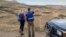 Monitors from the EU Mission in Armenia, Ema Stastna (left) and Thomas Tartarin, on patrol in between the villages of Gomk and Zaritap.