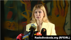 Ольга Стефанішина, віцепрем'єр-міністр з питань європейської та євроатлантичної інтеграції України під час пресконференції щодо реагування на сексуальне насильство в умовах війни в Україні. 19 червня 2024 року
