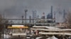 RUSSIA, RYAZAN - MARCH 13, 2024: Smoke rises over the Ryazan oil refinery hit by fire