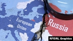Трещина между Россией и Европой, коллаж