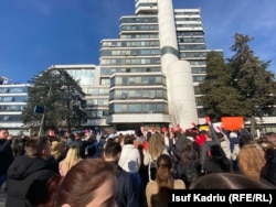 Nga protesta e studentëve në Shkup më 5 shkurt 2024.