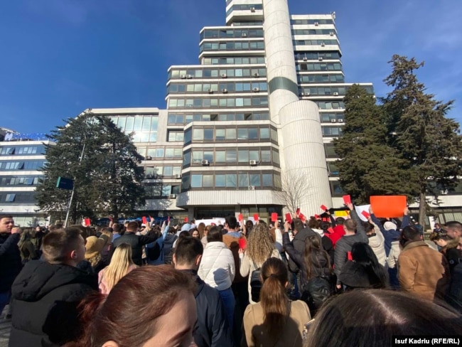 Nga protesta e studentëve në Shkup më 5 shkurt 2024.