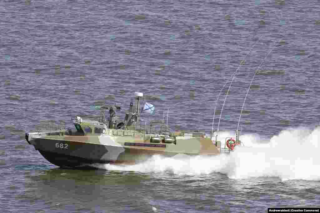 A Russian Raptor-class patrol boat near Kronstadt in 2016 &nbsp; At least two of the high-speed patrol boats were destroyed by a Ukrainian Bayraktar drone off Snake Island in March 2022.&nbsp;&nbsp; &nbsp; Raptors are fitted with a remotely controlled weapon, armor, and bullet-resistant glass. They first entered service with the Russian Navy in 2015.&nbsp;&nbsp; 